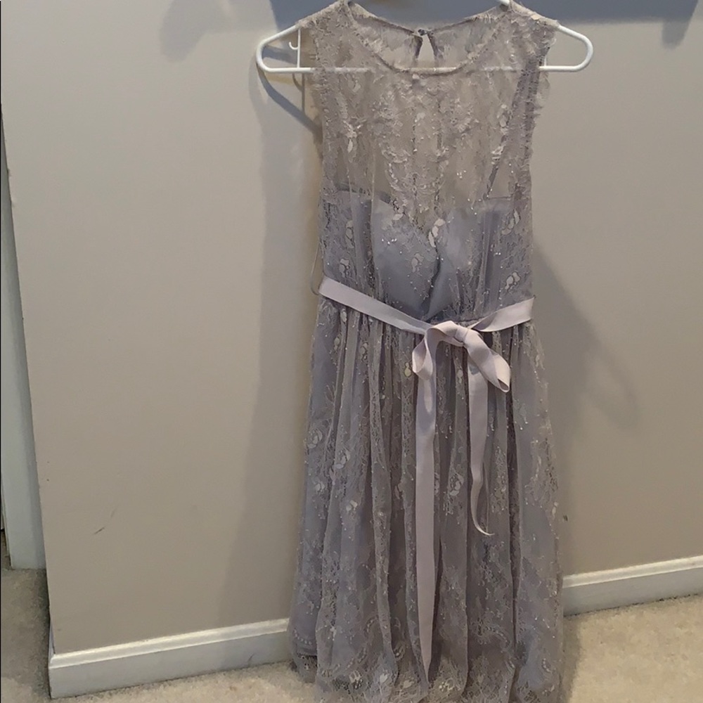 BHLDN Light Gray Lace Dress in size 0